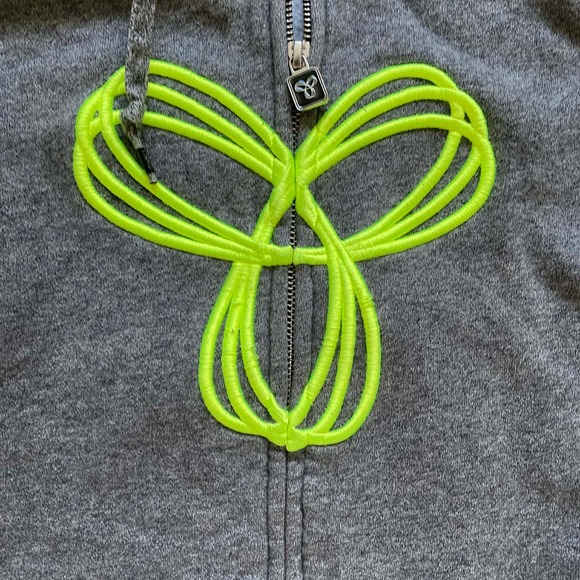 TNA Sportswear Gray Full Zip Hoodie Neon Green Logo Size Small - Picture 8 of 9